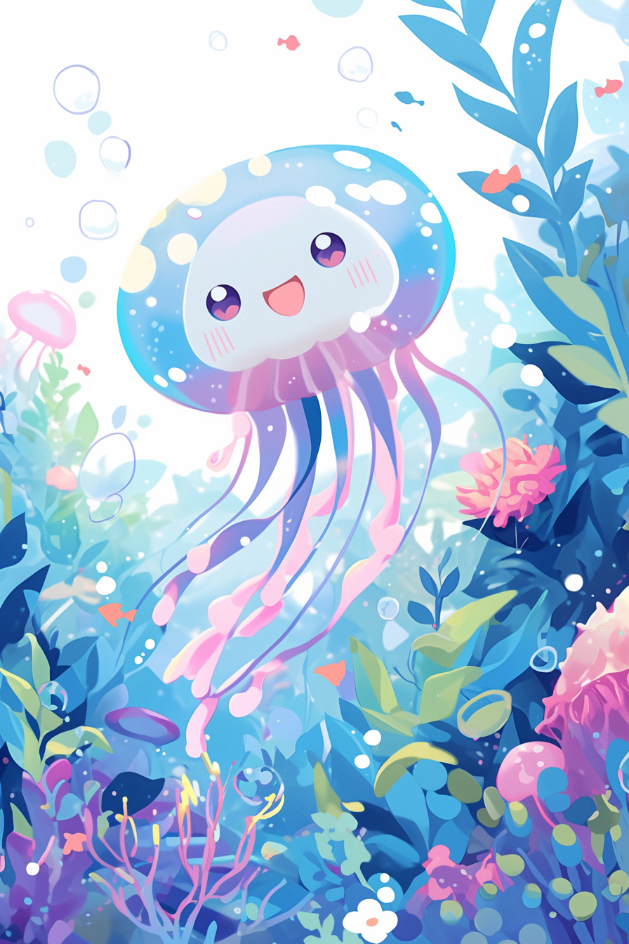 Adorable Jellyfish In Seawater Garden